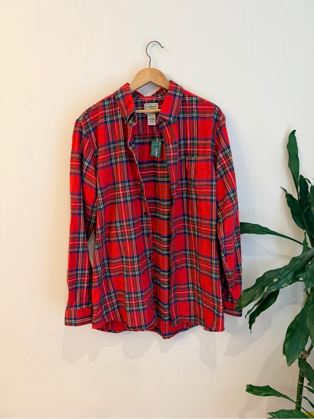 L.L. Bean Red Plaid Button-Down Shirt